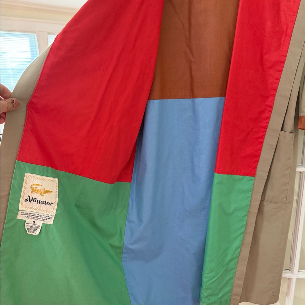 Colorful Vintage Womens Trench Coat - Picture 3 of 5